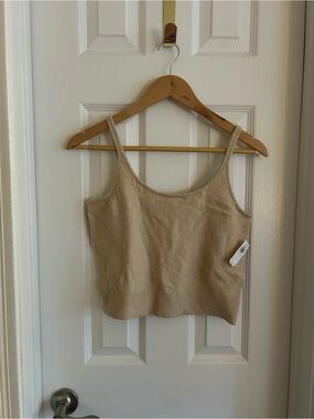 Old Navy Women's Cream Knit Tank Crop Top